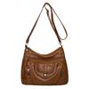 Women's bag new middle-aged and old mother bag simple casual washed soft leather large capacity shoulder messenger bag