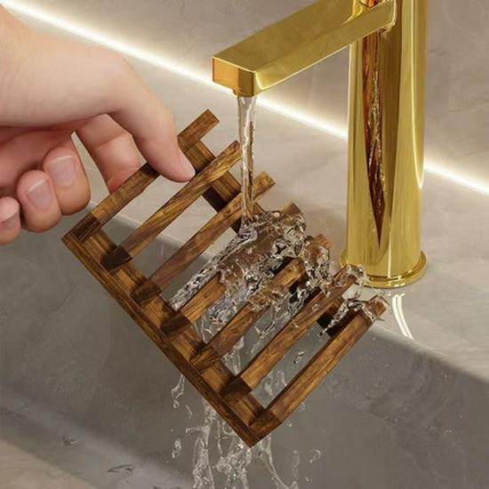 Handcrafted Wooden Soap Dish for Bathroom Sink and Shower