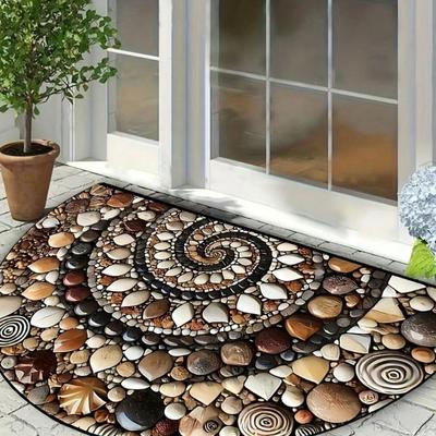 Half Round Door Non Slip Absorbent Semi Circle Area Rugs Washable Half Moon Floor Mats For Indoor Outdoor Patio Kitchen Bathroom