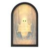 Acrylic Wood Spooky Sign Halloween Glowing Ghost Mirror, USB Light Up Scary Ghosts, Hologram Mirror Decoration Prank Decor for Haunted House