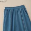 ZANZEA Womens Casual Loose Summer Wide Leg Cropped Pants