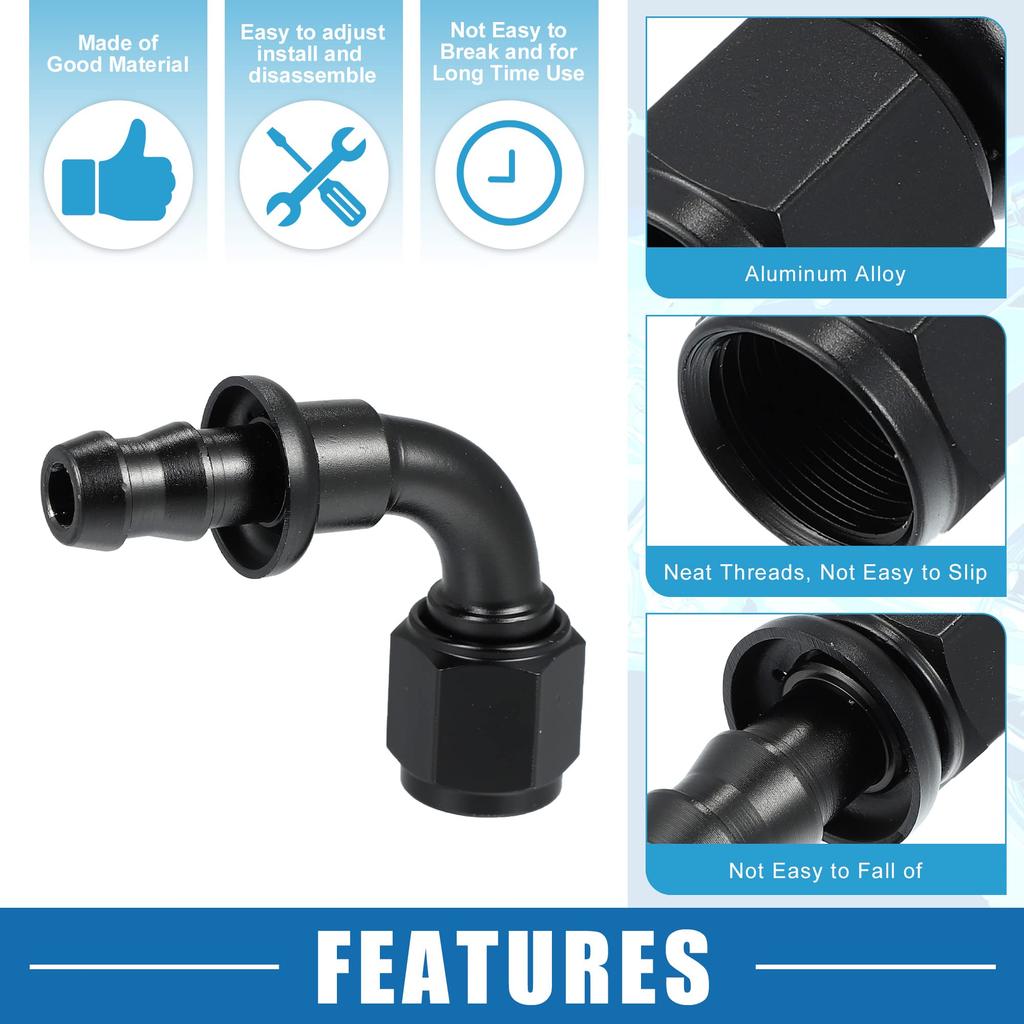 A ABSOPRO Hose End Fitting Fitting Adapter Hose Fitting for Car 90 Degree