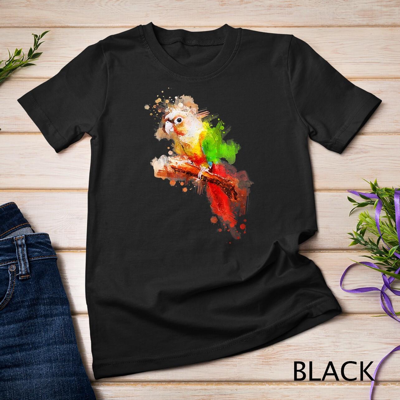 Watercolor Pineapple Green Cheek Conure parrot T-Shirt Mens Womens Tees Top Unisex T-Shirt Mens Womens Tees Top 3XL