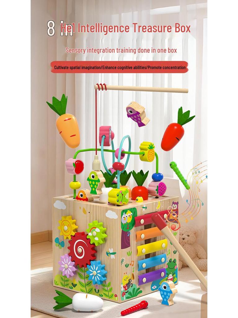 8-in-1 Wooden Multifunctional Fishing Maze & Piano Puzzle Box