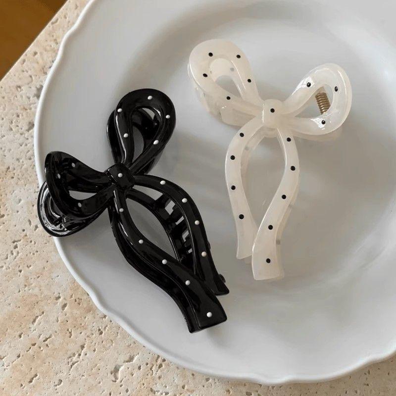 Japanese Polka Dot Bow Hair Clip - Versatile, Cute Girly Shark Clip Accessory