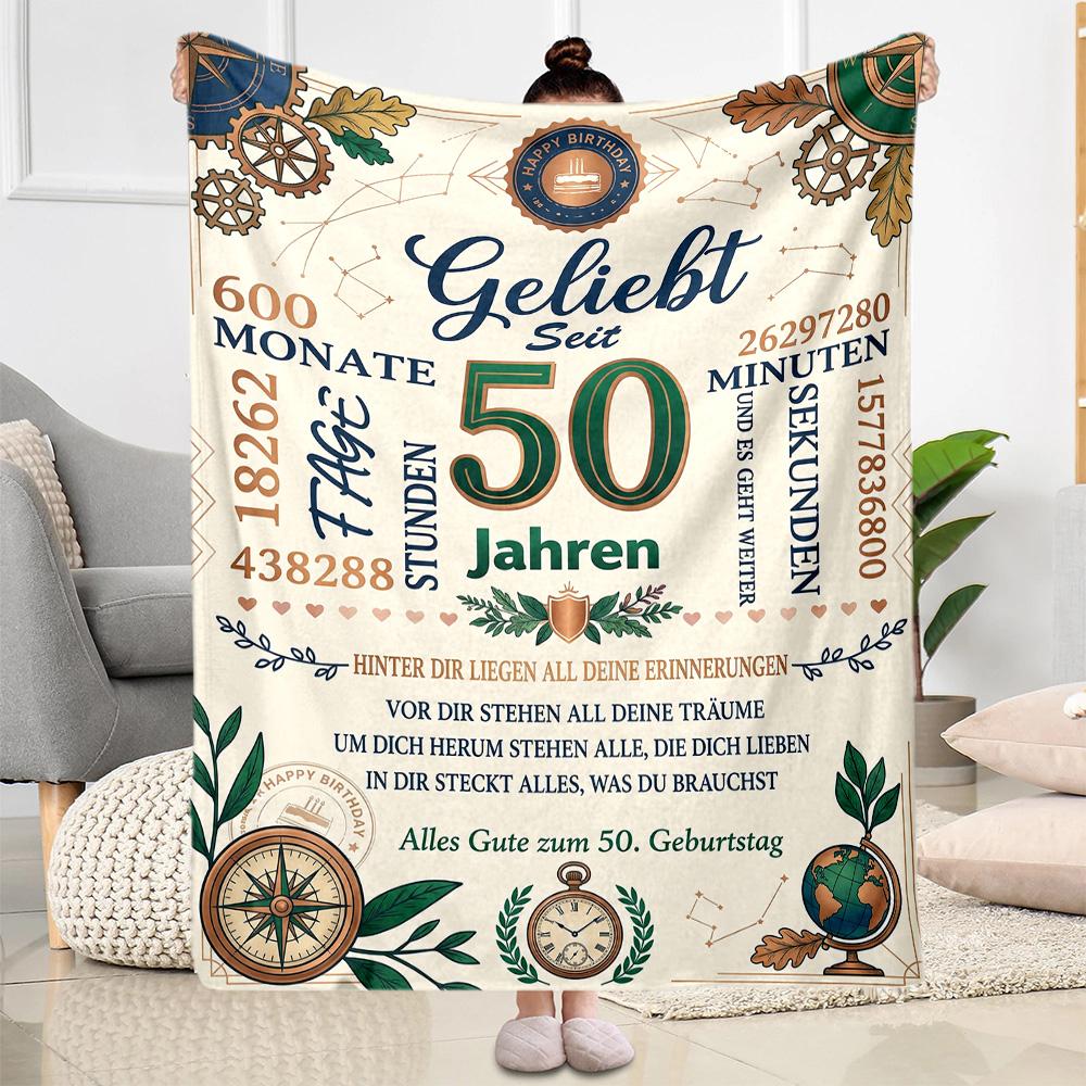 Happy 50th Birthday Quotes Blanket Comfortable Perfect for Livingroom Office Chair Bed All-Season Use Modern Style Best Holiday Gift for Friends Famil