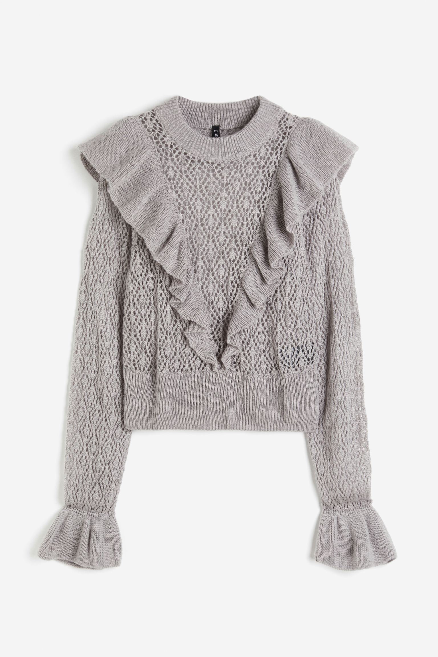 

Frill-trimmed pointelle-knit jumper