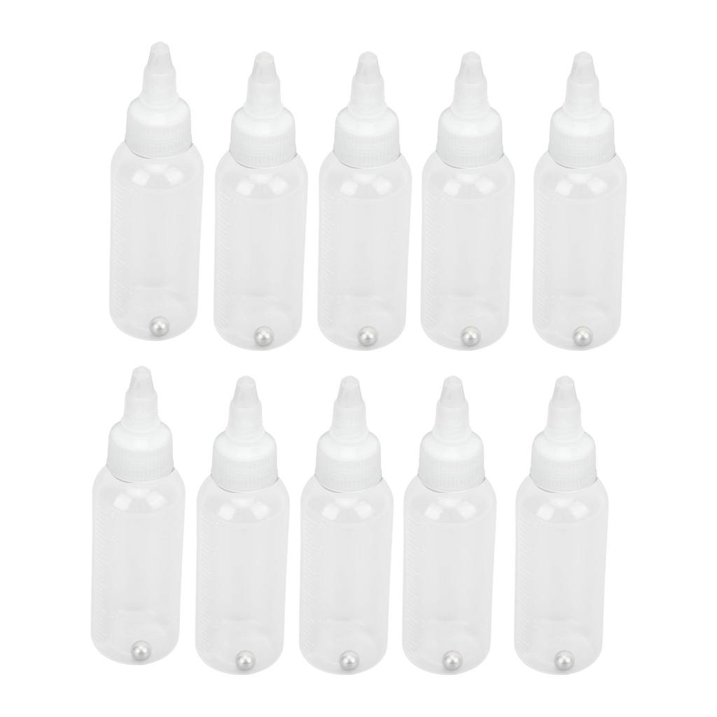 10Pcs Pigment Dispensing Bottle 60ml Durable Plastic Roll Ball Widely Used Hair Oil Bottle for Oil Pigment Solvent