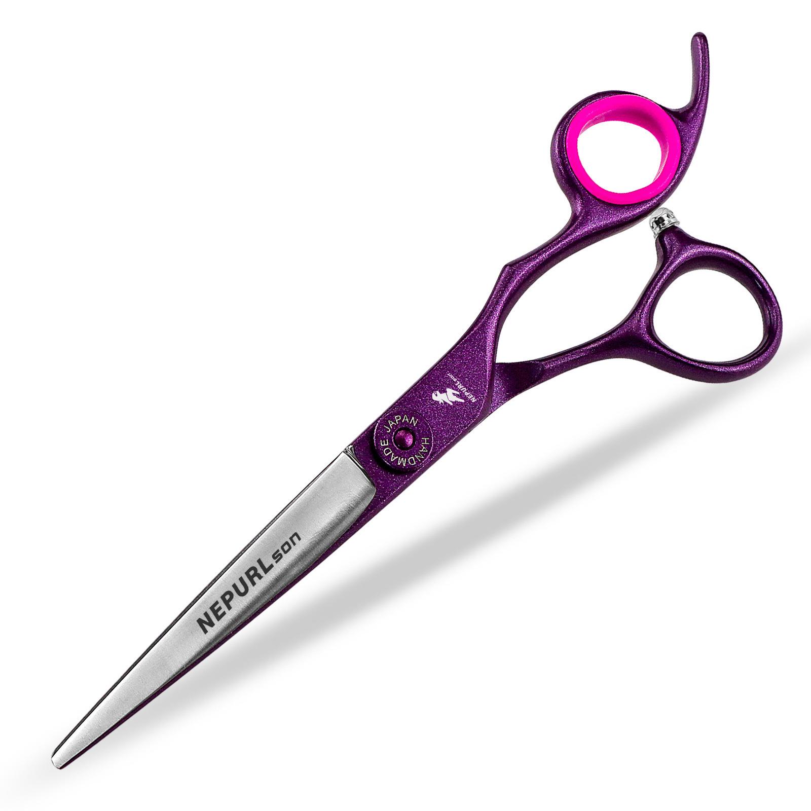 6 Napson Semi-Gold Hairdressing Scissors: Straight, Serrated, Thinning Shears