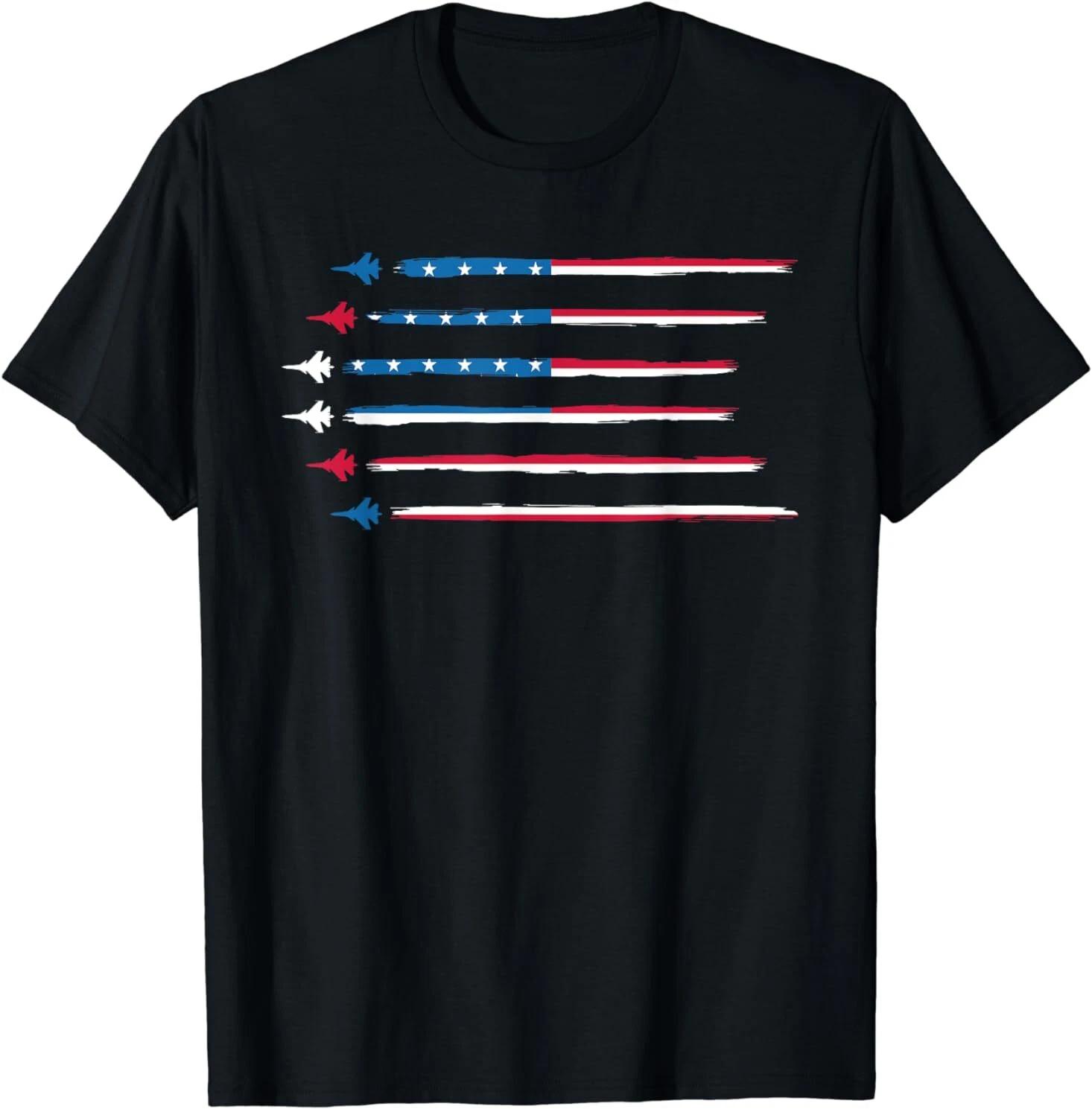 American Flag Military Jet Plane Aviation Gift Idea T-Shirt S-3XL S