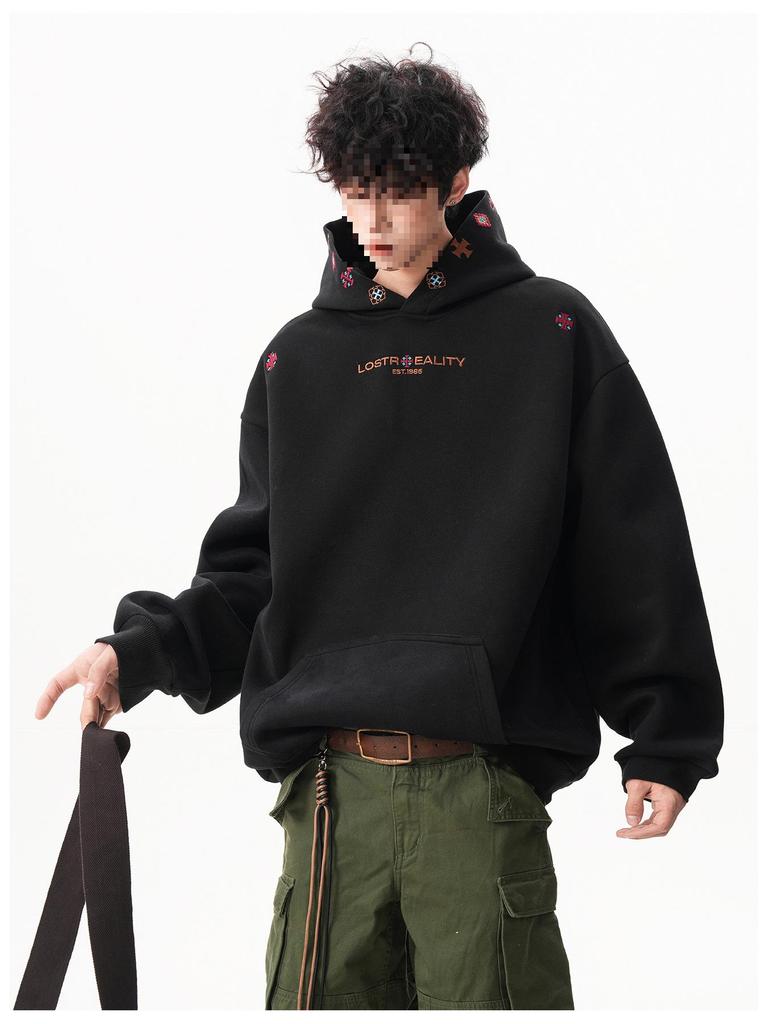 Unisex Heavyweight Embroidered Ethnic Hoodie - Autumn Street Style Long Sleeve