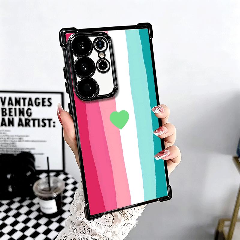 Regenbogen-Gradient-Liebesdesign Beschichtetes Handyhülle Für Samsung Galaxy S24 S25 FE S26 Edge S23 Ultra S22 S21 Plus S20 Sturzfest Aira
