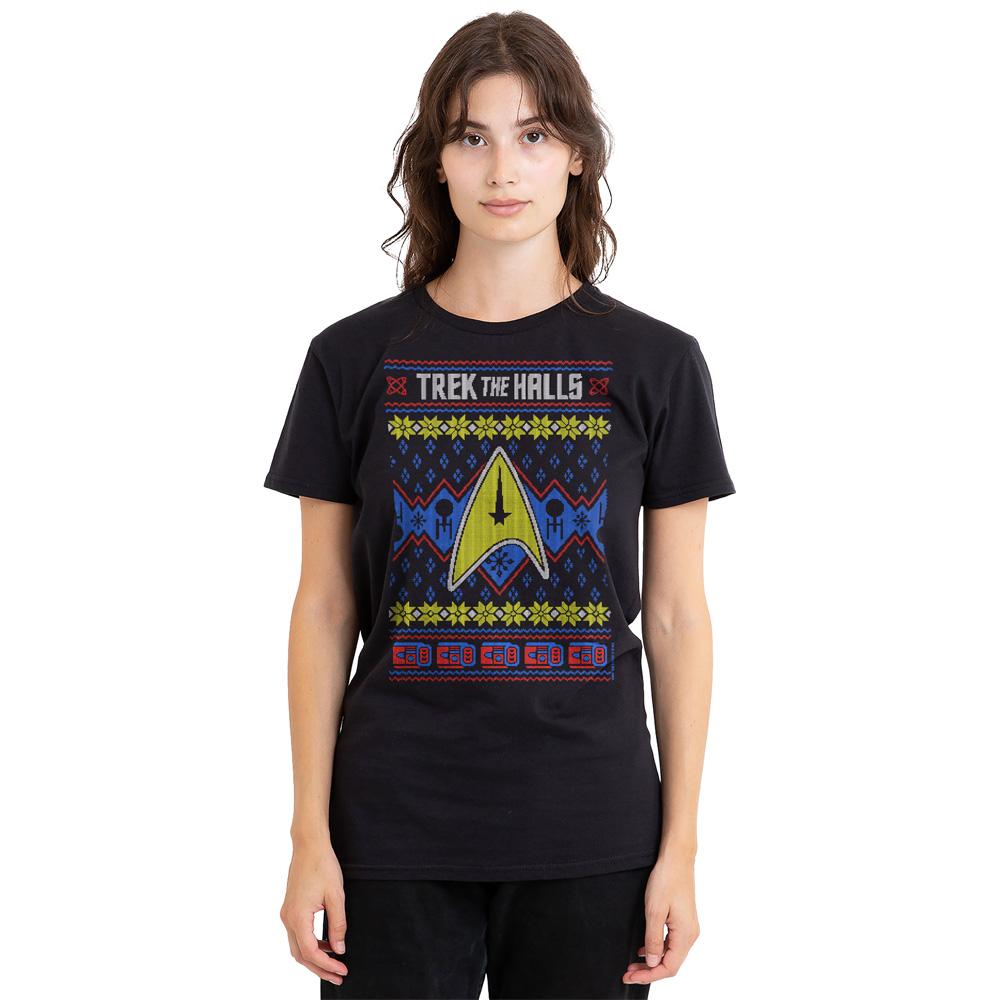 Star Trek Unisex Adult Trek the Halls Ugly Christmas T-Shirt