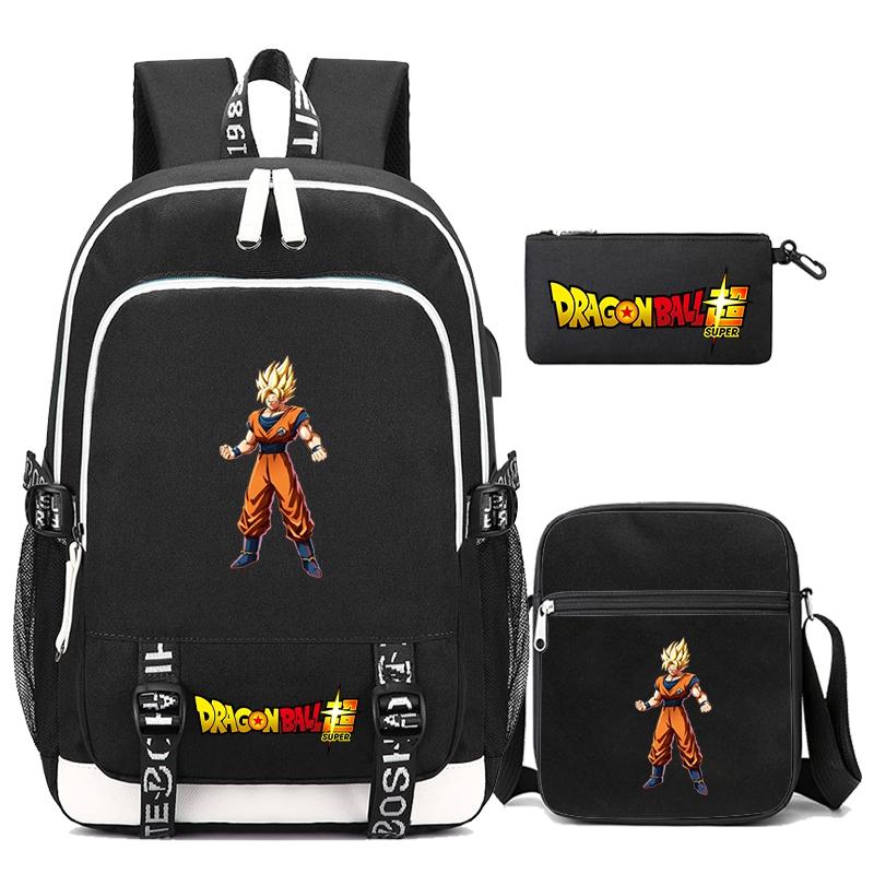 3Pcs/set Dragon Ball Printed Bag Laptop Backpack Messenger Bag for Girl Boy Teenager Schoolbag Men Women Leisure Travel Leisure Bag Rucksack Mochila