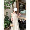 French gentle wind sleeveless neck-hanging off-the-shoulder dress for women's summer high-end temperament loose belly-covering and thin dress