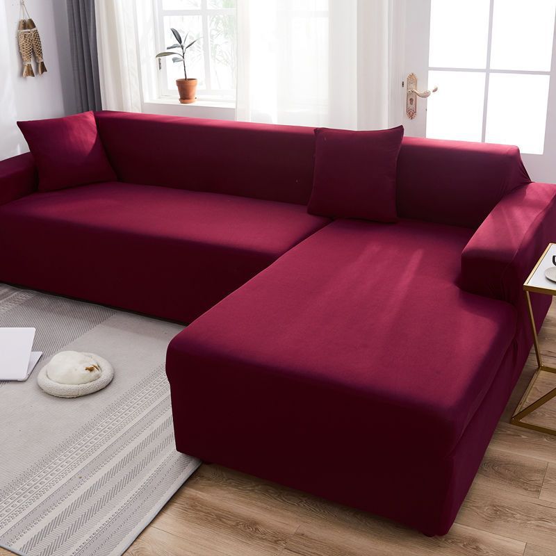 All Inclusive Sofa Cover Simple Solid Color Empress Leather Elastic Sofa Cover Fabric Suitable for All Seasons Anti Cat Scratch