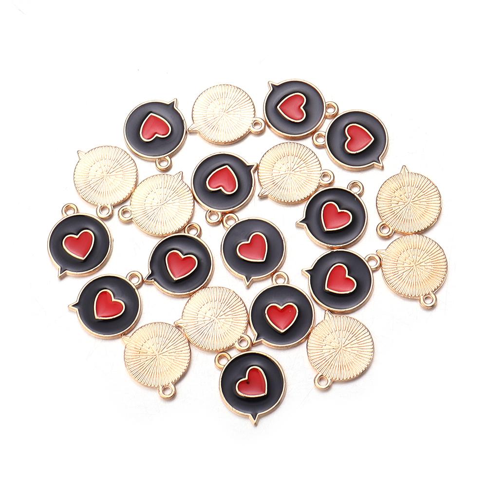 10Pcs/Lot 16mm Alloy Pendant Single Sided Oil Dropping Heart Pendant For Jewelry Making Diy Exquisite Necklace Accessorie