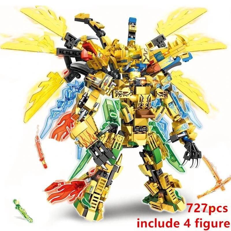 3in1 Warrior Mechanical Golden X Titans Mechas Chariot Dragons sesong 15 Byggeklosser Klassiske modellsett Murstein Barnesett