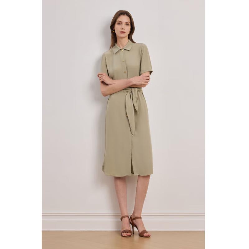 Scofield Women's Belted Shirt Collar A-Line Dress