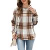 Women's Loose Plaid Pullover Sweatshirt, Long Sleeves, Neck Top
