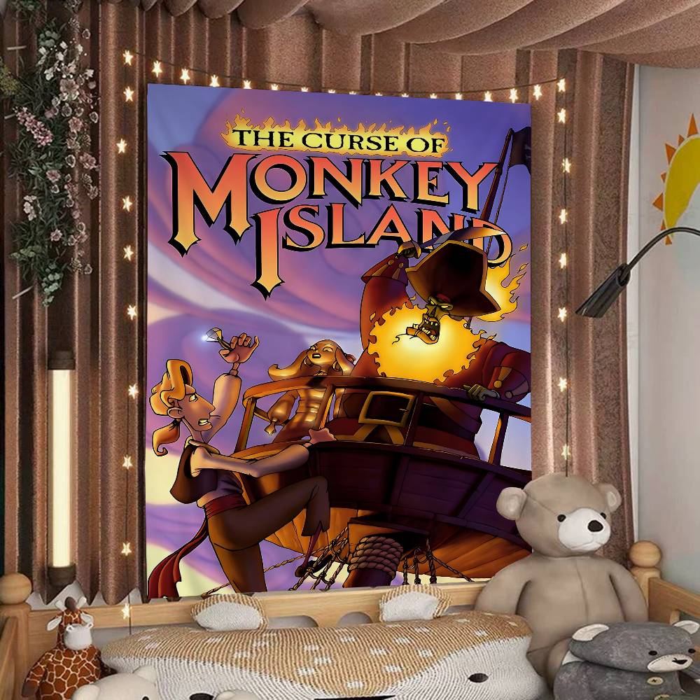 

Classic Game The Secret Of Monkey Island Hanging Bohemian Tapestry Bohemian Wall Tapestries Mandala Kawaii Room Decor 74x94cm(29x37in)