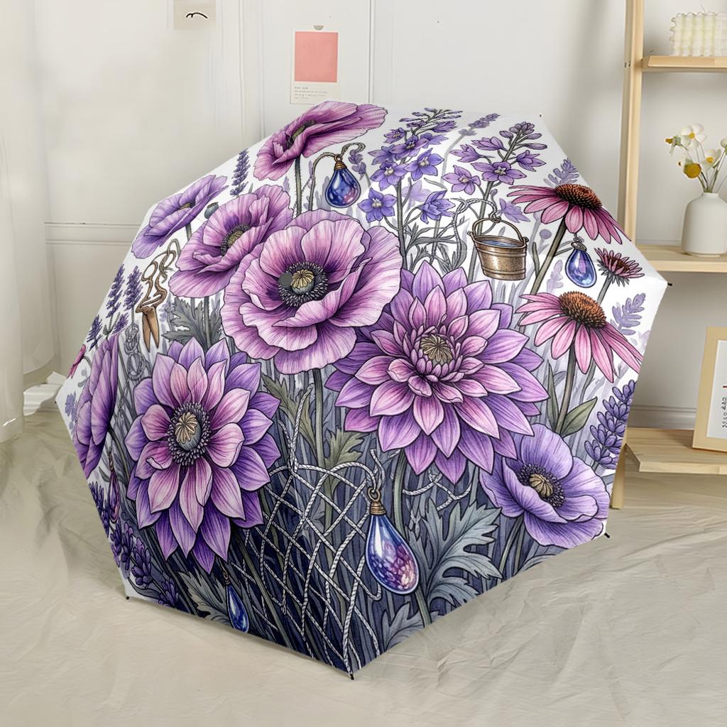 Spring Flowers And Ladybugs Automatic Umbrella Retractable Design with 8-Rib Durability Lightweight Perfect for Outdoor Adventures Fashion Lovers