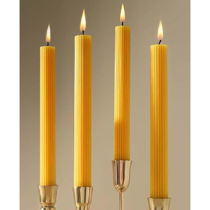 12 Packs Natural Beeswax Taper Candles,8 Inch Long Beeswax Candle Sticks,10 Hour Burn Time Tapered Candle, Beeswax Tapers for Purified Air Spa