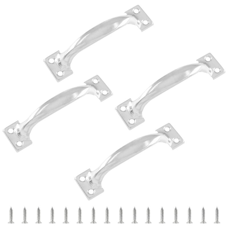 4pcs Arched Handles for Garage Door and Indoor Cabinets Metal Barn Door Pulls Easy Install Wood Fence Cupboard Handles