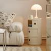 Modern White Plastic Circular Bedside Table - Creative Mini Storage Cabinet with Shelf, Simple & Space-Saving Nightstand