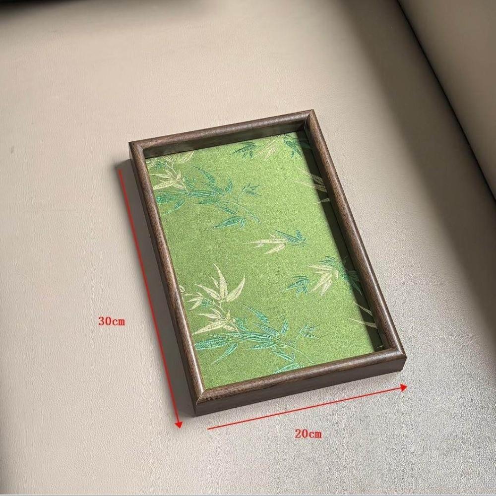 New Chinese Style Bamboo Leaf Serving Tray Rectangle Embroidery Pattern Storage Tray Home Organization Tray Home Use