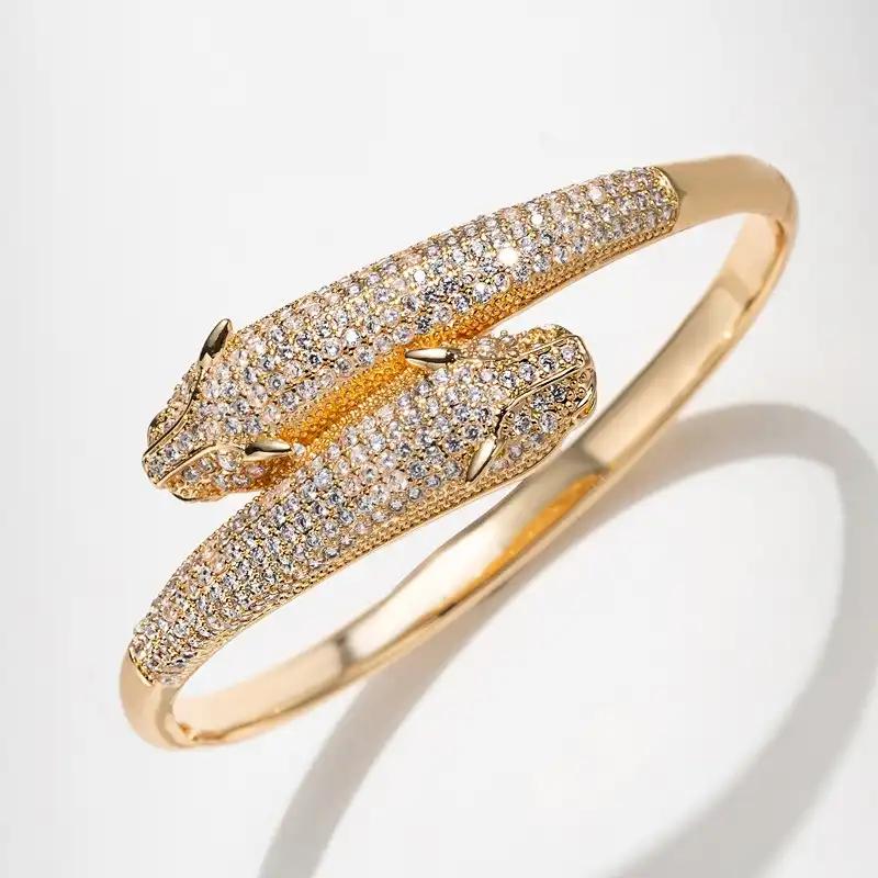 New Inlaid Bracelet, New Leopard Head and Purple Leopard Open Bracelet, Fashionable