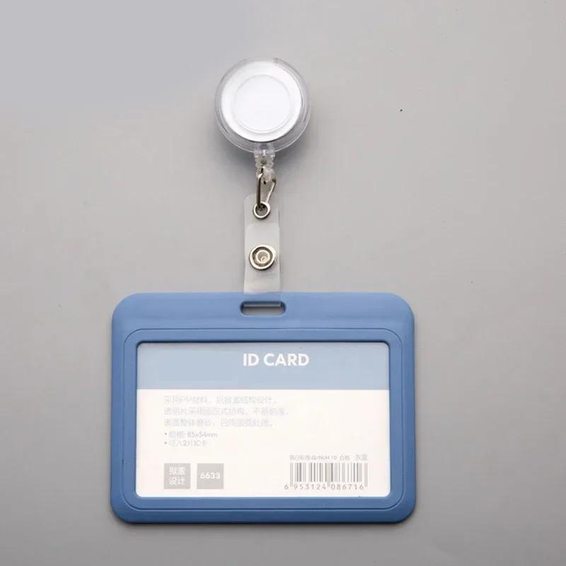 Women Man Credit Card Cover Case with Retractable Buttons Pouch Creative Transparent Nurse Badge Doctor ID Holder Clip Badge