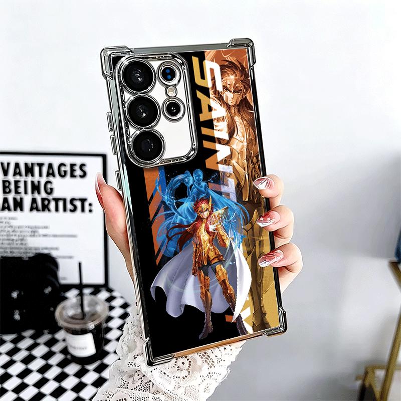 Anime S-Saint S-Seiya Plating Phone Case For Samsung Galaxy S24 S25 FE S26 Edge S23 Ultra S22 S21 Plus S20 Anti-Fall Airabag Cov