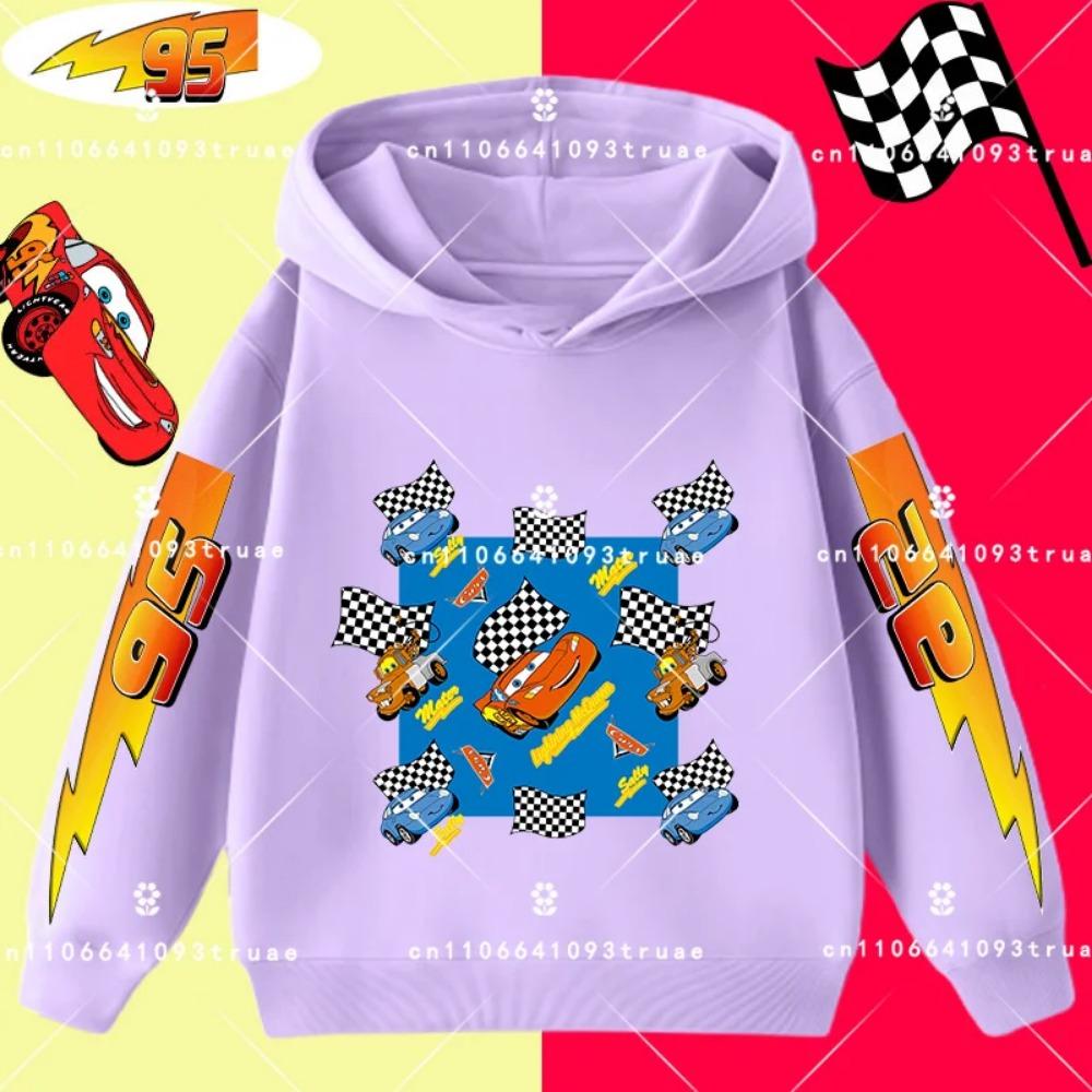 Felpa con cappuccio per bambini e ragazzi, stampa divertente di Saetta McQueen, autunno e inverno, moda casual, calda, felpa da studente