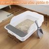 Open Cat Litter Box with High Side,Anti-Splashing Cats Litter Pan,Kitten Litter Box with Litter Sifter and Litter Mat,Semi-Enclosed Removable Kittens