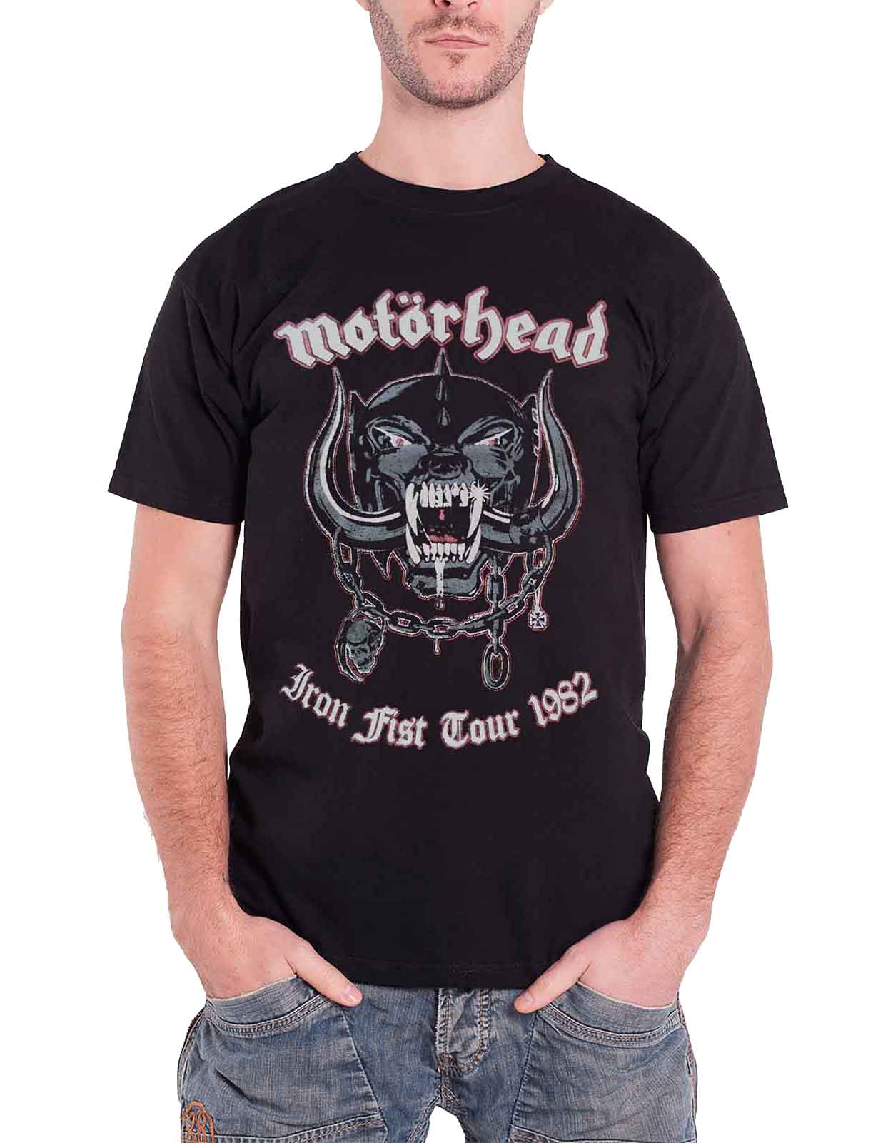 Motorhead T Shirt Iron Fist Tour 1982 Warpig Band Logo Official Mens New Black 2XL