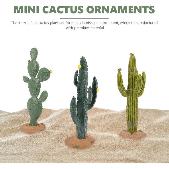 ARTIBETTER 3pcs Artificial Cactus Green Simulated Cactus Artificial Sand Decor Faux Succulent Decor Fake Cacti Plants Table Ornament Centerpieces for