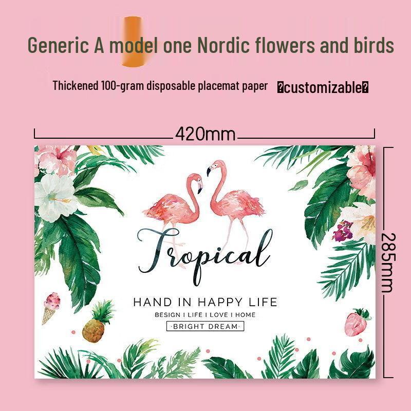 Disposable Nordic Flower Bird Placemats