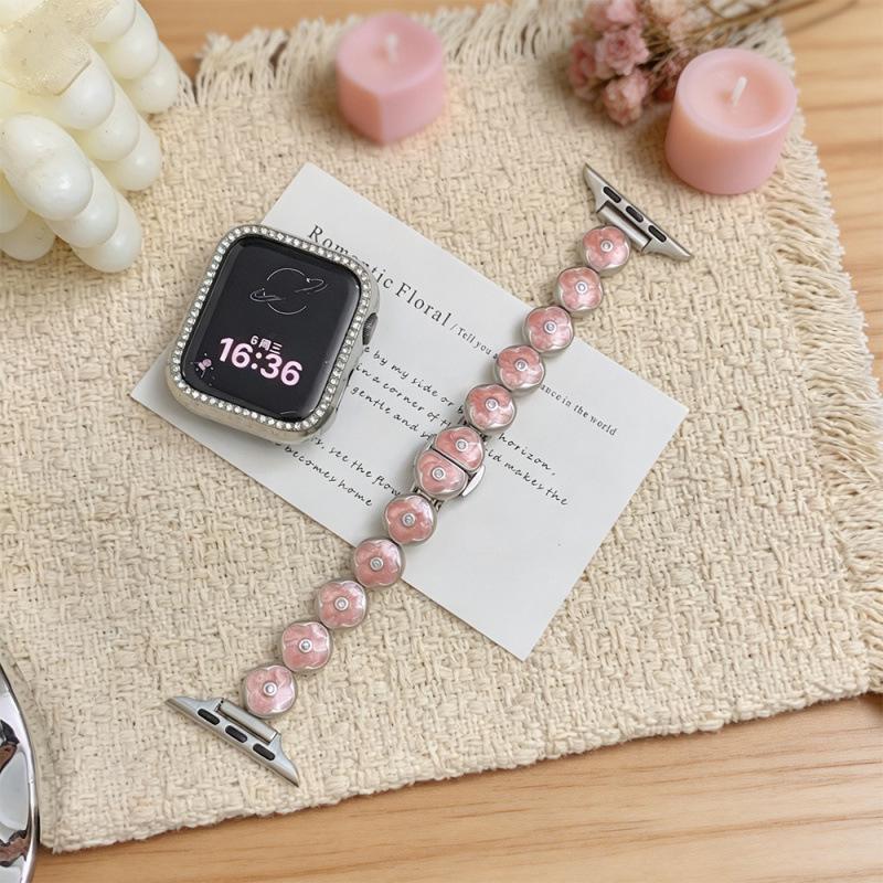Compatible Bands for Apple S11, iWatch 109876SE, Huawei GT6, Xiaomi 9PRO - Round Bean Drip Glue, Small Flower Design