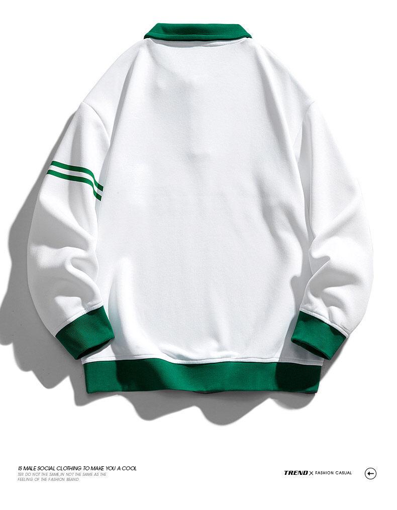 Men's Retro Lapel Polo Hoodie - 2024 Spring/Autumn Trendy Japanese Workwear for Teens