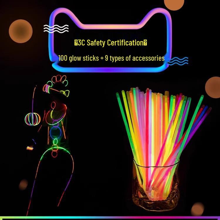 Fluorescent Glow Stick Bracelet: Attaches To Clothing, Perfect for Kids' Parties, DIY Activities, and More