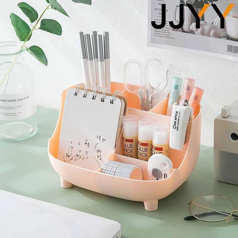 Large Capacity 6 Cell Desktop Pen Organizer Multifunctional Storage Box for Office and School Supplies