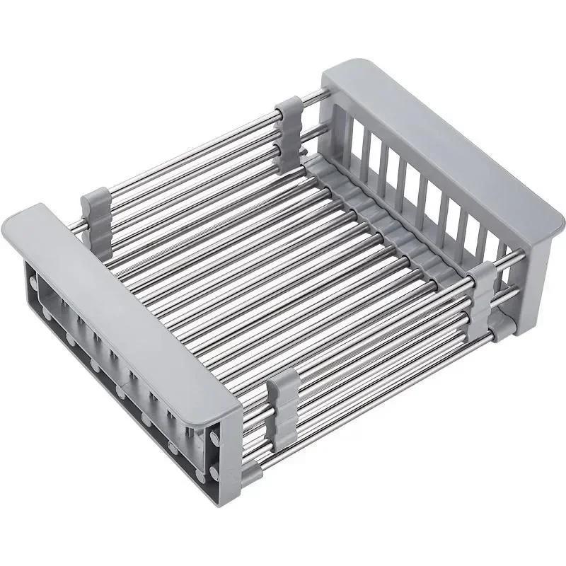 Scolapiatti estensibile per lavello da cucina, scolapiatti in metallo, cesto multifunzionale per piatti, scolapiatti per lavello, forniture da cucina