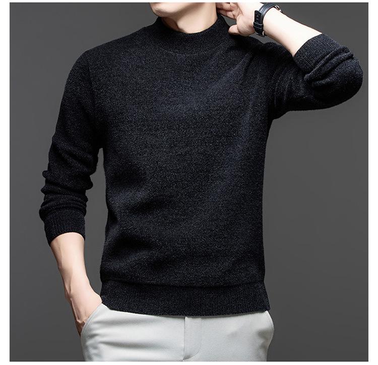 Men's Winter Half-High Collar Thick Mink Velvet Sweater