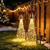 Pathway Stake Lights for Yard Solar Powered Christmas Garden Light, Outdoor Metal Holiday Landscape Path Decorations Star Snowflake Waterfall