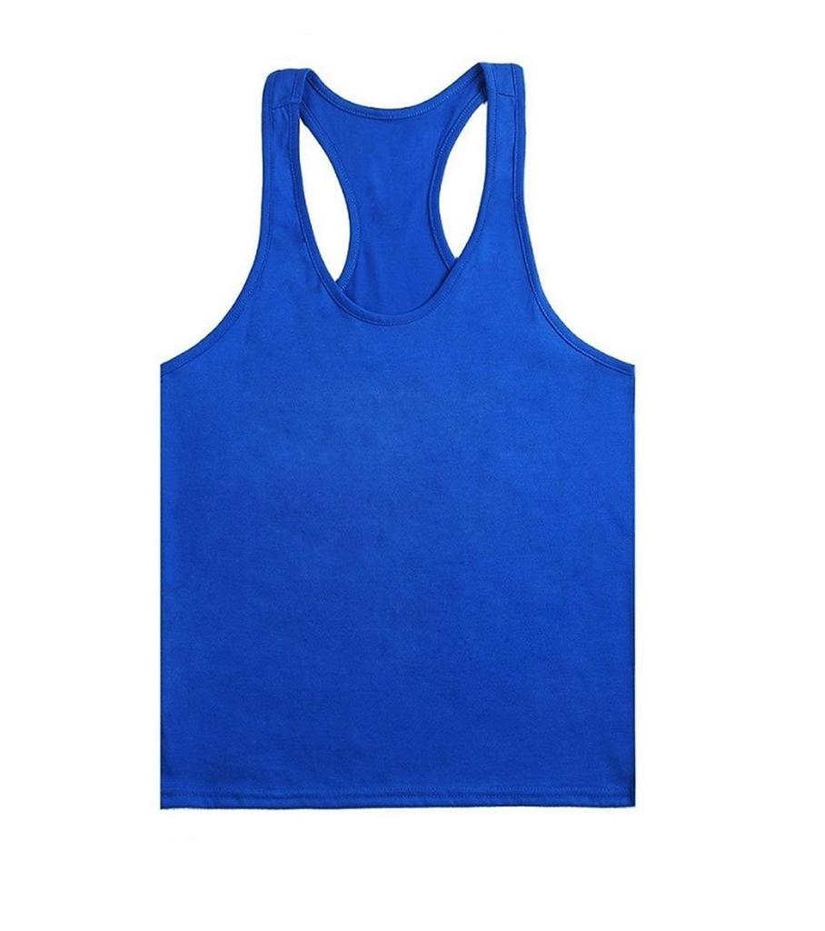 Men's Plus Size Solid Racerback Tank Top - Elastic Cotton Blend for Gym Training