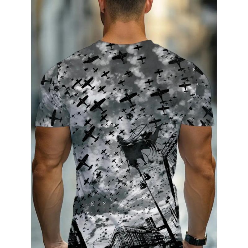 Men's and Women's 3D Elephant Printed T-shirt - Made of Soft Polyester Fabric with Black and White Full