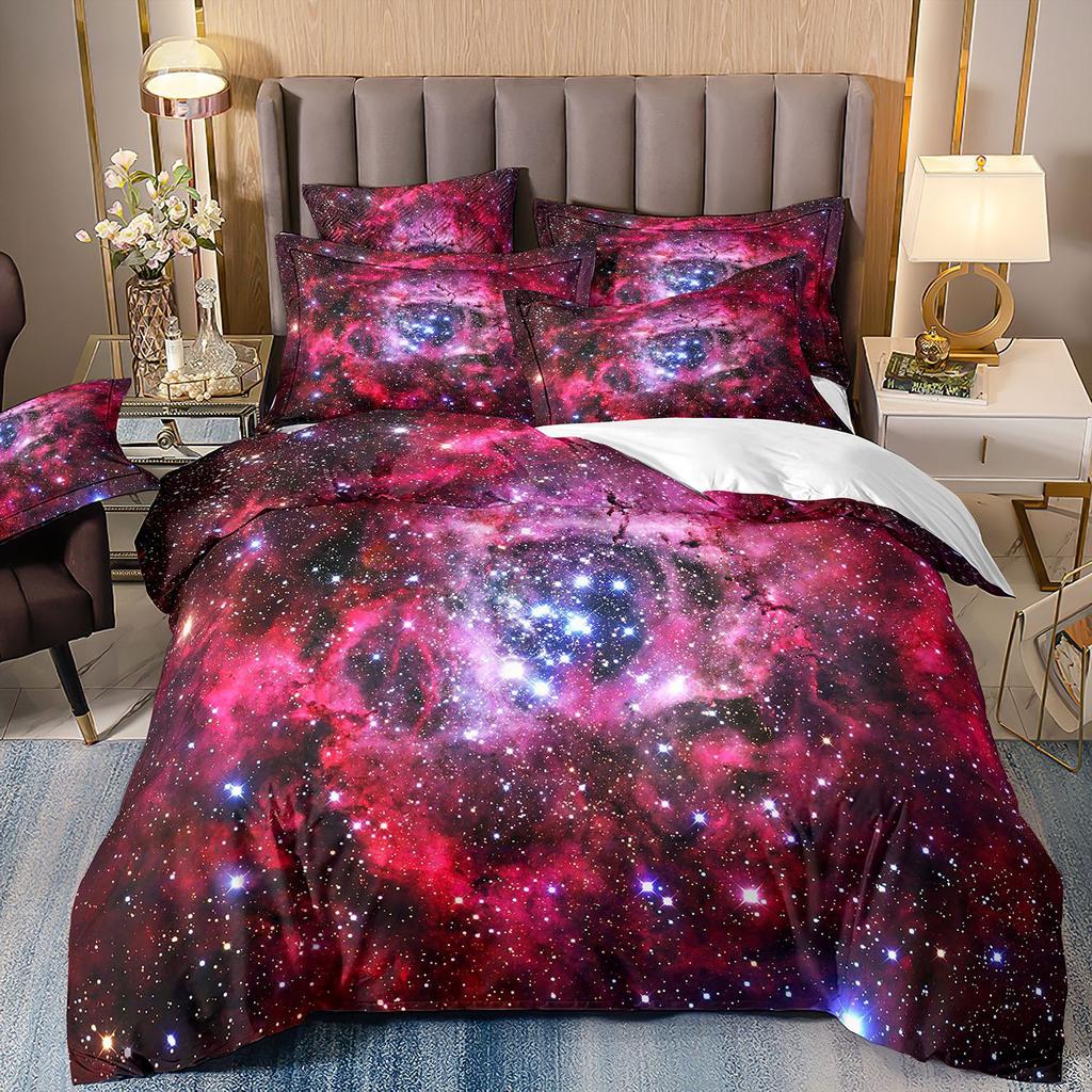 Space Star Bettwäsche-Set Dreiteilig 3D Digitaldruck Bettbezug