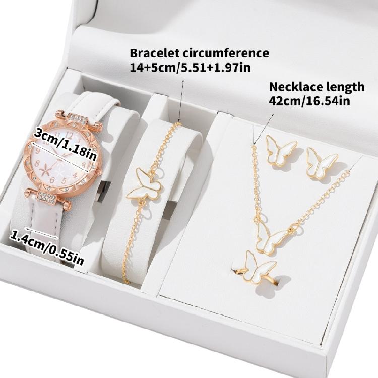 Jewelry and Butterfly Watch Set Trendy Alloy Jewelry Elegant Alloy Accessories Alloy Texture Perfect for Women Fashion