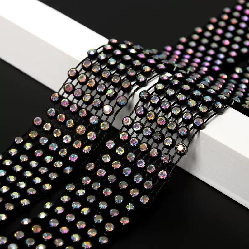 

Європейська та американська сітчаста краватка з кристалами - Модний клубний аксесуар з паєтками, 130 см